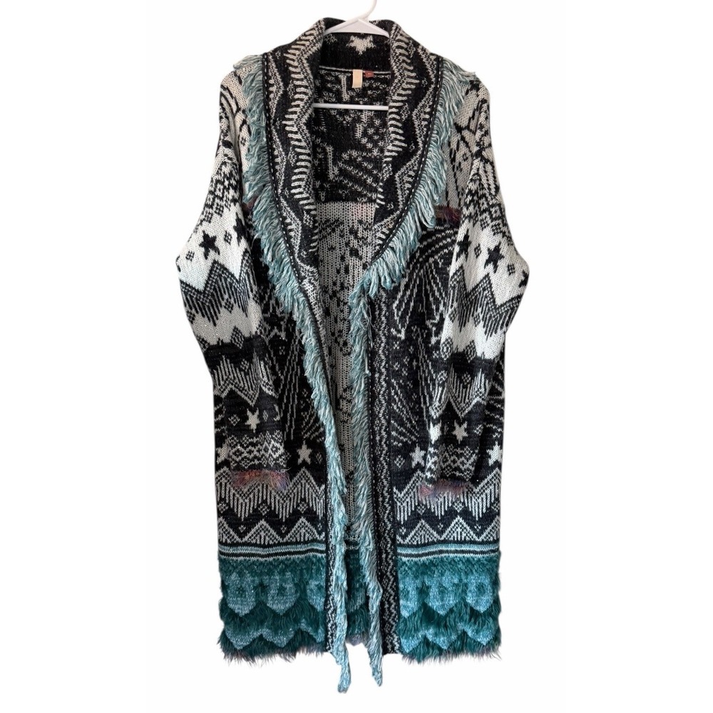 Pilcro Anthropologie Shooting Stars Intarsia Cardigan Sweater Women's Size M/L